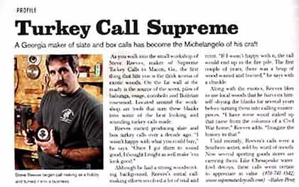 Steve Reeves of Supreme Turkey Calls